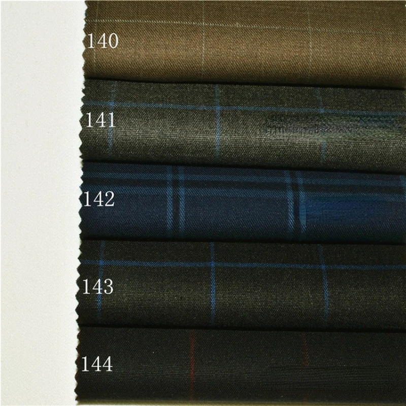 

0.5m High-End Suit Fabric Worsted High-Count Camel Medium Dark Gray Black Large Plaid Wool Fabric Pants Skirt Fabrics for Men