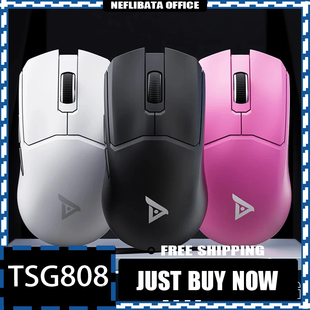 

Беспроводная мышь Taidu TSG808 с датчиком PAW3395, трехрежимная легкая игровая мышь с низкой задержкой для электронных видов спорта, ПК, технические подарки