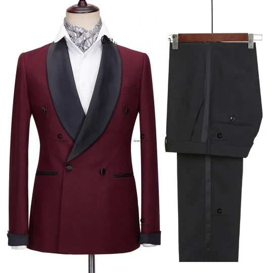2024 New Cross-border Men's Suit Two Sets Wedding Bridegroom Best Man Suit Black Lapel Men's Dress Mens Suit