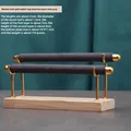 Solid wood golden two-layer ring rack gray