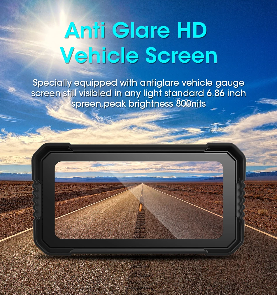 5"/6.25" IPX7 Waterproof GPS Navigation Screen – Dual Camera DVR & CarPlay Monitor 6
