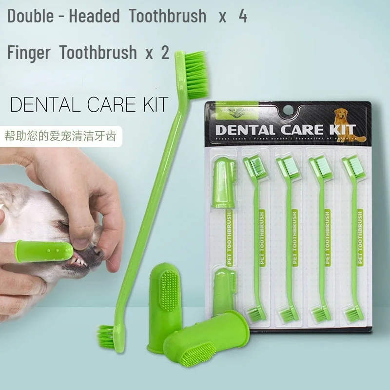 

Dog Toothbrush,Finger Toothbrush and Long Handle Double-Headed Toothbrush for Small to Large Dogs Cats 6 Pcs Pet Toothbrush Set