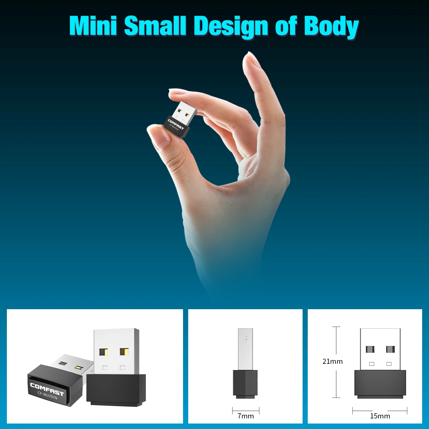 Comfast USB Adaptador Mini Wi fi Adapter 150M USB Wifi Para PC Receiver Wi-fi Dongle Network Card Desktop Laptop Win7 8 10 11