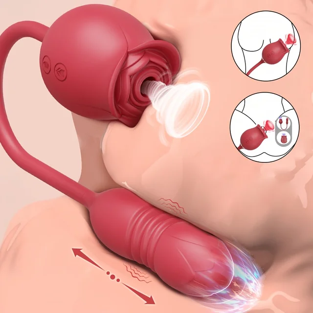 Rose Saugen Sex Spielzeug Dildo Vibrator für Frauen 3in1 Stoßen G-punkt Anal Vibratoren Stimulator Weibliche Vibro-ei Spielzeug Für Erwachsene 1