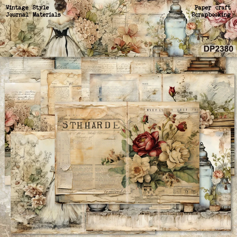 

Panalisacraft 8sheets A5 size Vintage Style Garden Scrapbooking patterned paper Fancy Card Pack Light weight Craft Paper Card