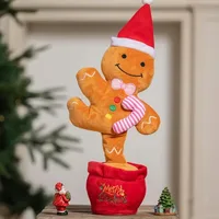 Dancing Elk Christmas Tree Talking Gingerbread Man Penguin Toys Singing Stuffed Animals Fun Christmas Party Decorations 2