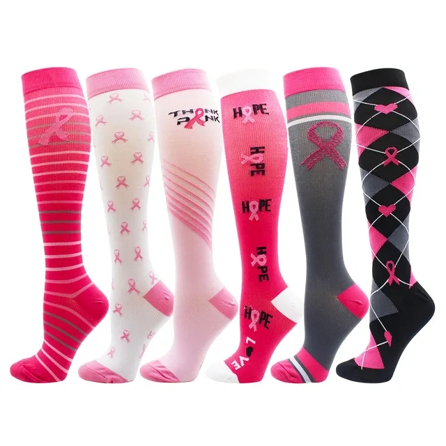 Men and Women Long Tube Compression Stockings Pressure Nursing Socks For Diabetes Varicose Veins Outdoor Sports Running Socks 6 pairs-NS012