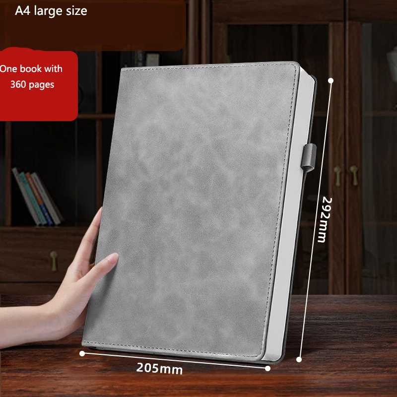 Large A4 Thickened Notebook with Pen Holder for Office and Business Meetings