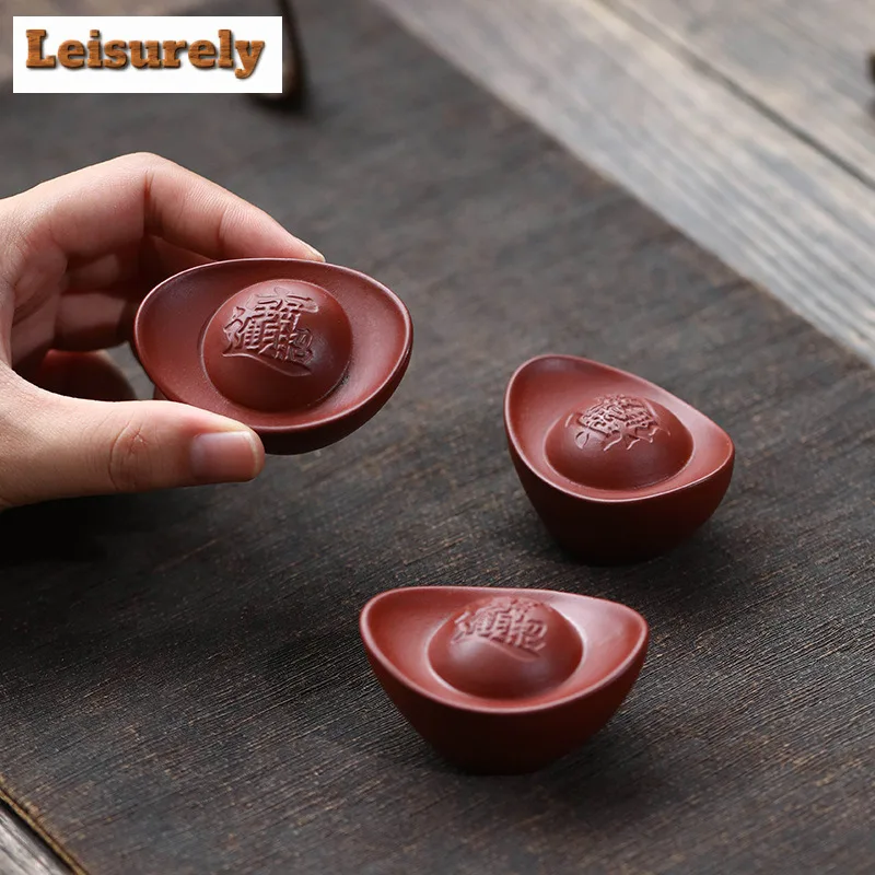 Yixing Zisha Ingot Tea Pet Aesthetic Tea Games Tea Figurine Play Toys Tea Statue Ornaments Teaset Supplies Craftsmanship Craft