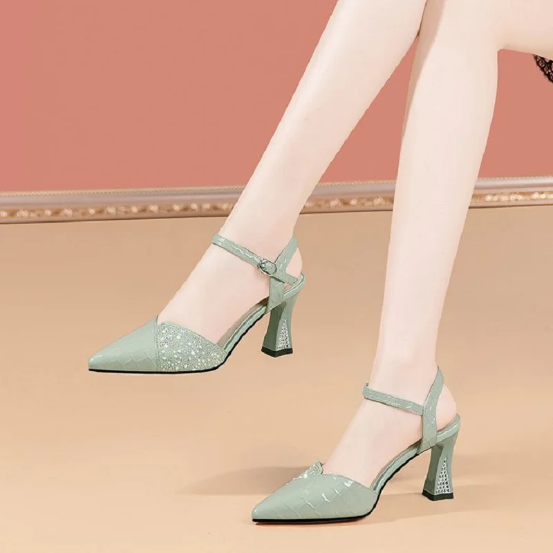 Women's Strappy Stiletto Heels - 3.9 Inch High Heel, Square Toe, Ankle Strap Sandals For Party & Prom