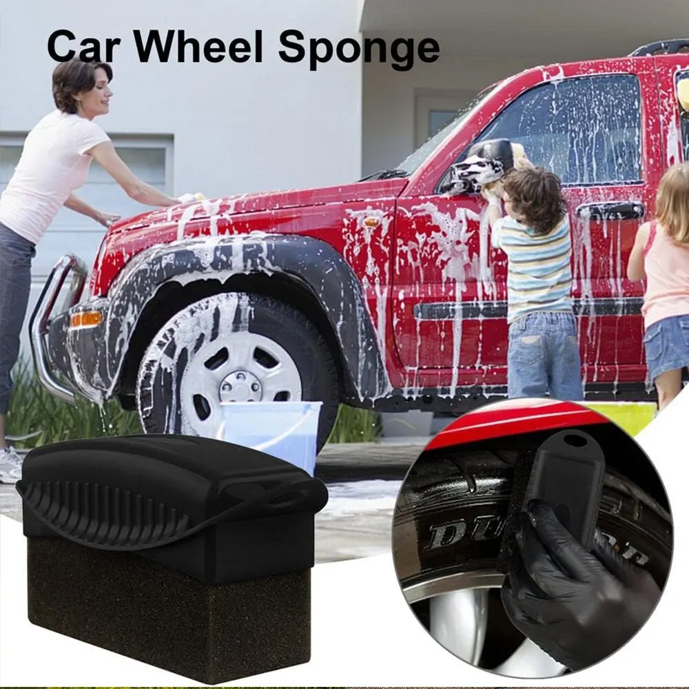 Car Cleaning Sponge 2Piece Car Tires Waxing Polishing Cleaning Wipe Washing Tire Tyre Wheel Rim Trim Contour Detailing Dressing Shine Pad Sponge