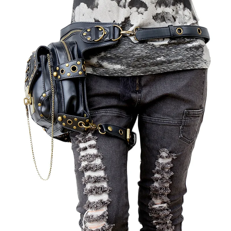 Vintage Steampunk Fanny Bags Steam Punk Retro Rock Gothic bag Goth Shoulder Waist Bags Packs Victorian Style Women Men leg bag