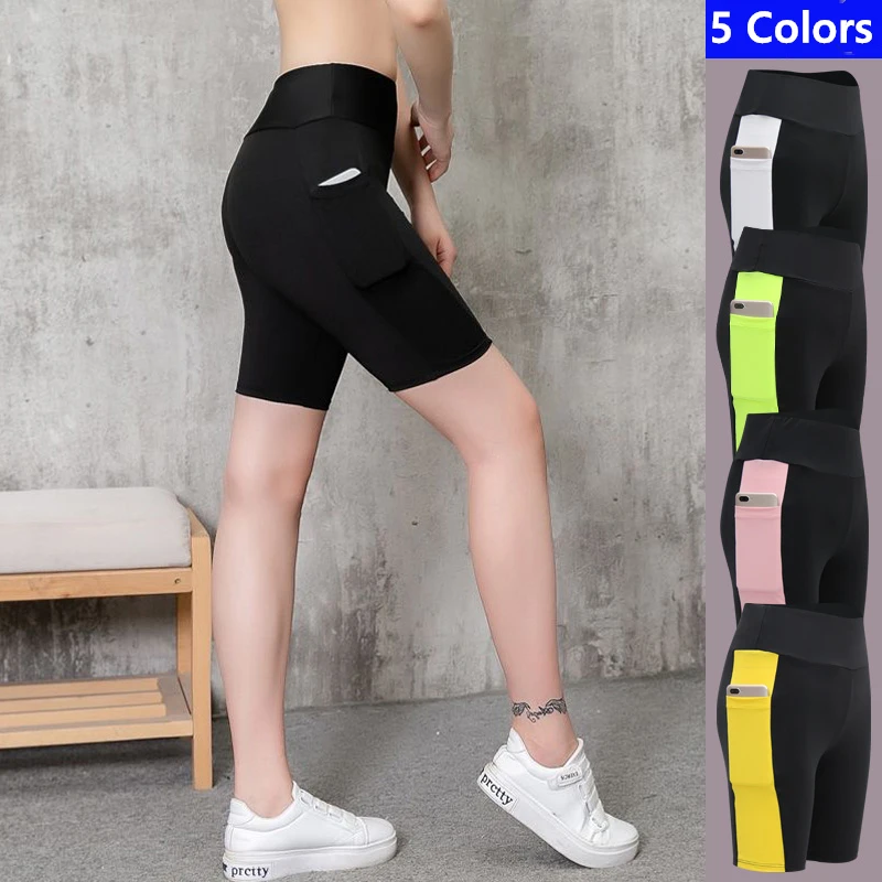 2022 New Women's Fitness Shorts Yoga Pants Jogging Sports Cycling Running Shorts Five Pants Stretch Leggings Gym Training Shorts 2