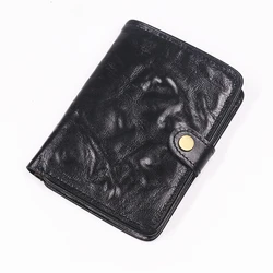 Vintage Genuine Leather Slim Bifold Wallet (Black)