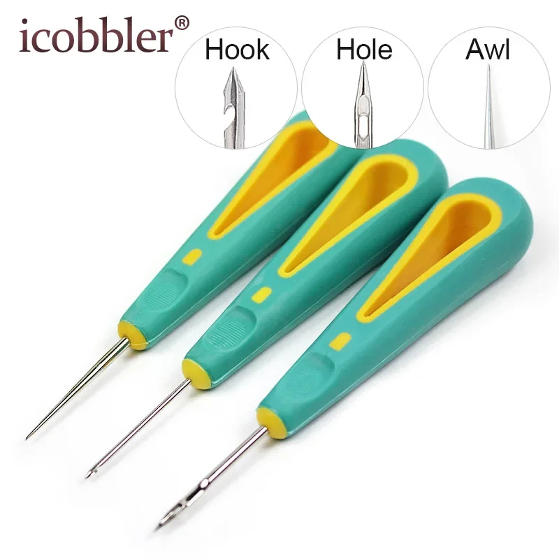 Awl for Repair Leather Shoe Sewing Cobbler Tool DIY Craft Straight Curved and Hole Hook Needle Bodkin Bradawl Piercer Stab leather sewing awl set leather tool leathercraft tools leather tools leather sewing tool set