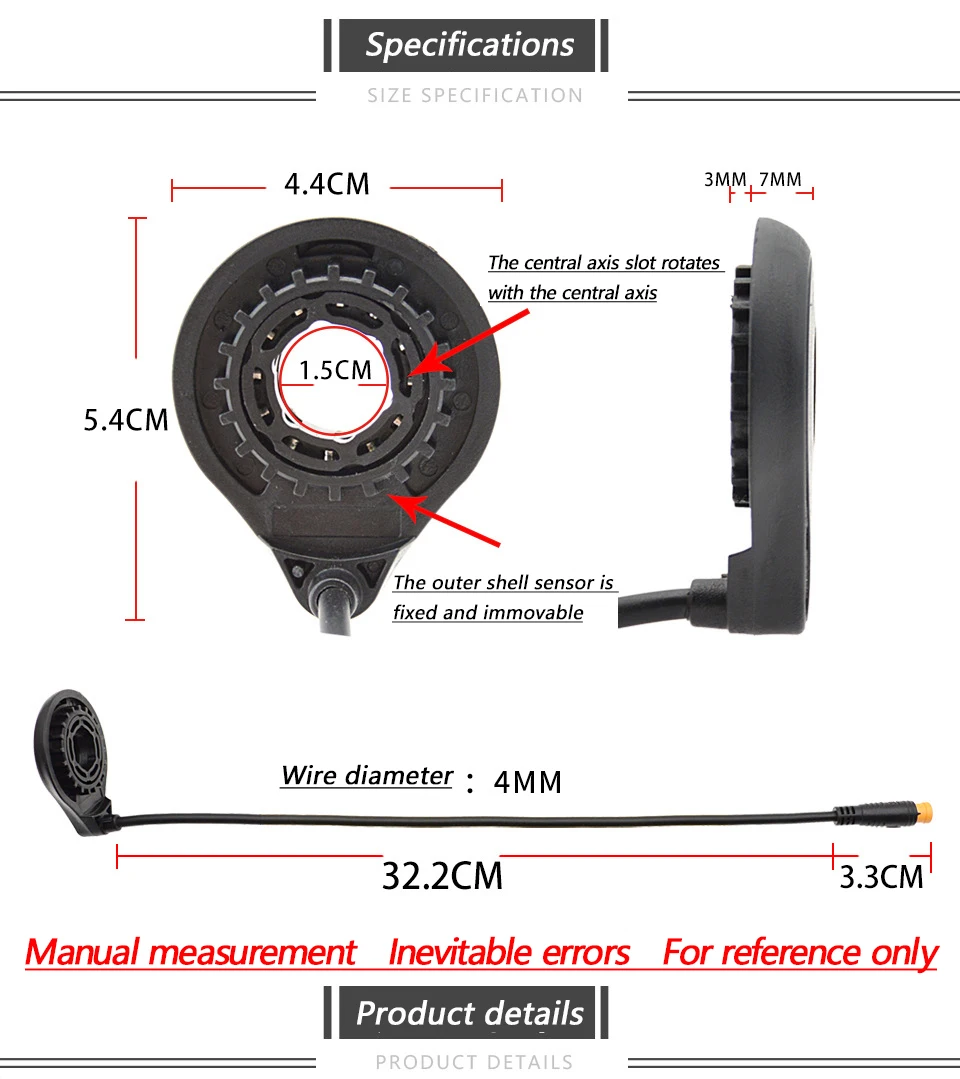 Pedal Assistant Sensor Waterproof Interface 12 Magnets High Accuracy Electric Bikes Sensor Easy Installation For Electric Bike