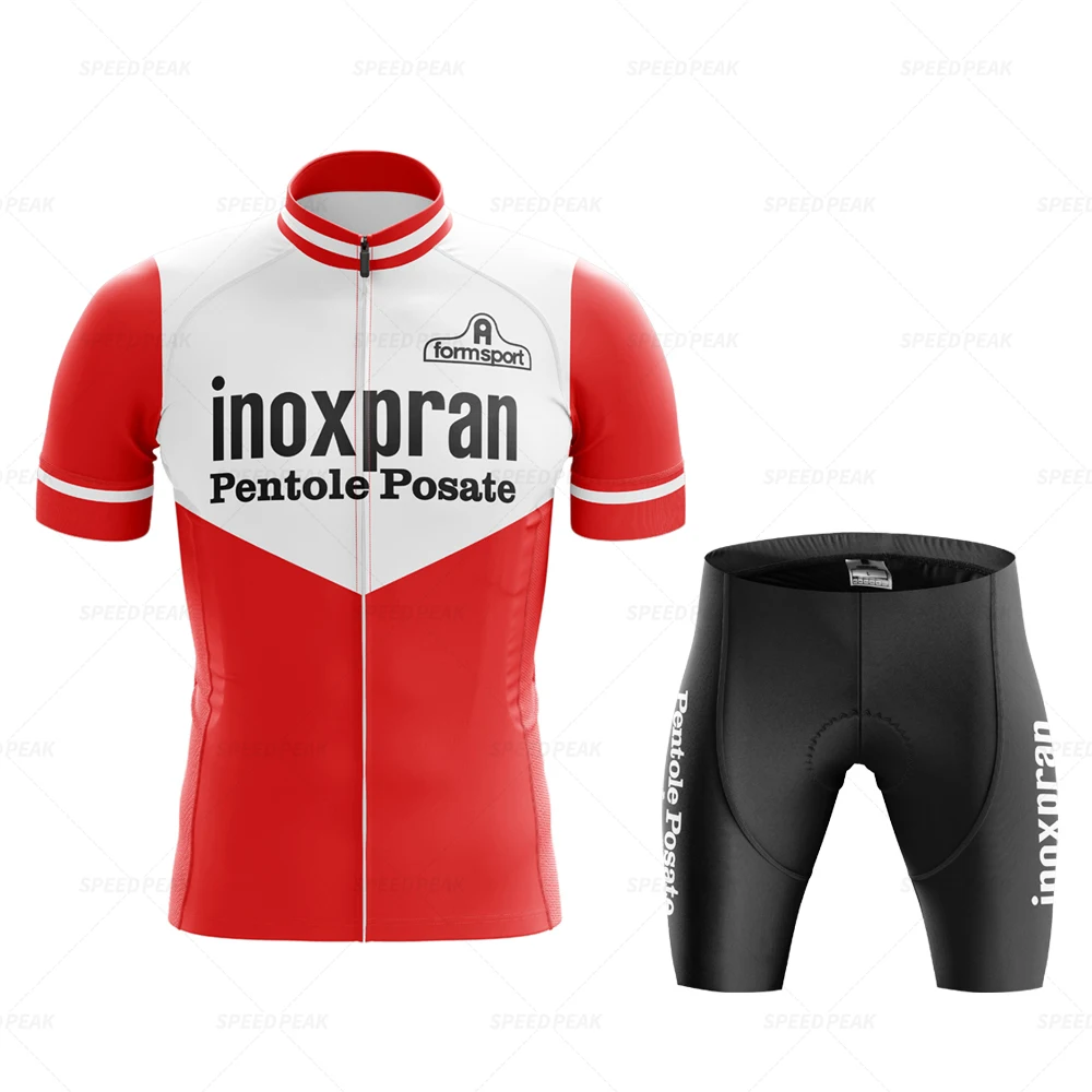 inoxpran Retro Cycling Jersey Set Classical Bicycle Suit Bike Short Sleeve Men Bib Shorts Clothes Por Team Triathlon Maillot
