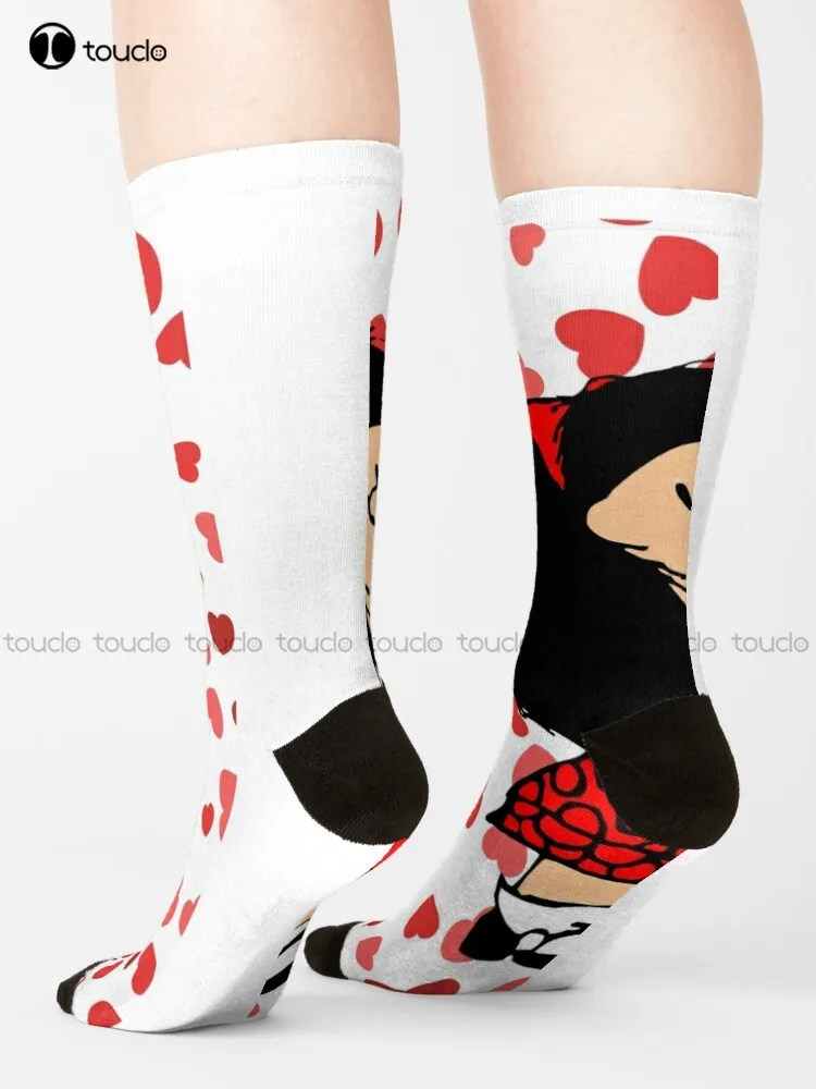 

Mafalda Power With A Surprised Face Socks High Socks Cartoon Comfortable Best Girls Sports 360° Digital Print Custom Gift Retro