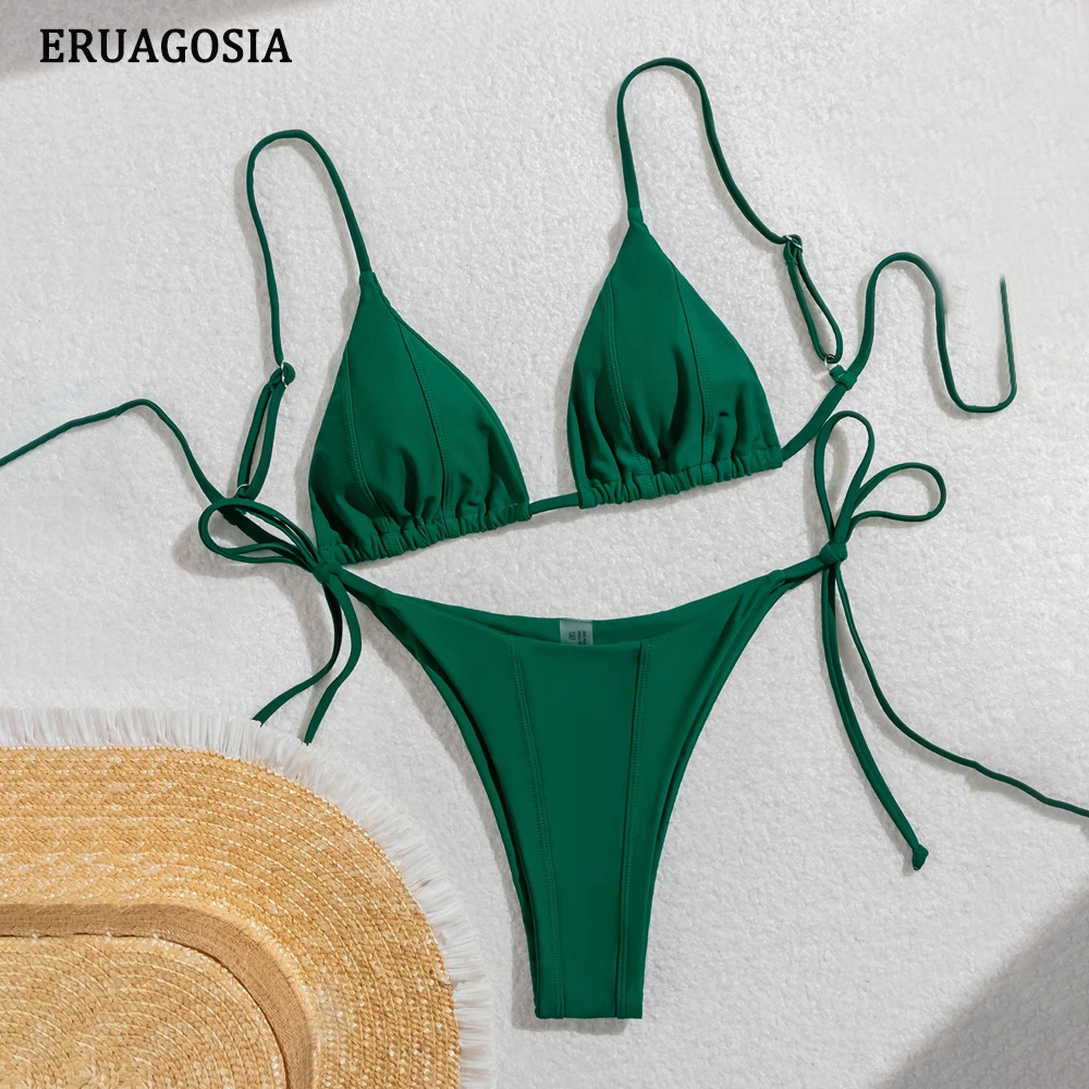 Bikini Women Swimsuit 2025 Sexy Backless Beachwear Adjustable Tie-Side Bikinis Set High-Leg-Cut Swimwear - 5