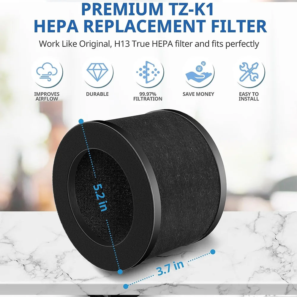 Air Purifier Parts - Compatible Filter for ToLife TZ-K1, AROEVE MK01 MK06, Activated Carbon Pre-filter, 360° Rotating