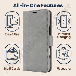 Leather Wallet Phone Case with Wireless Charging and Magnetic Closure - Google Pixel 11 (GRAY)