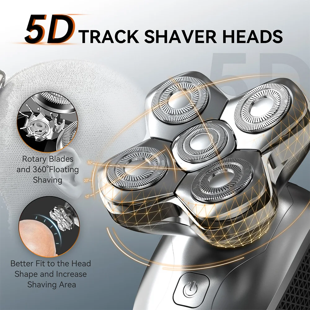 MAXGROOM 5D Head Shavers for Men 5 in 1 Electric Shaver Waterproof Head Shaver Beard Trimmer Rechargeable Head Shaving Machine 5