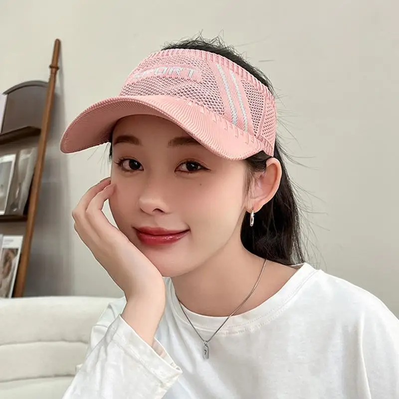 Hollow Top Sun Hat Sun Protection Hollow Top Beach Hat Breathable Summer UV Protection Visor For Hiking Travel Running