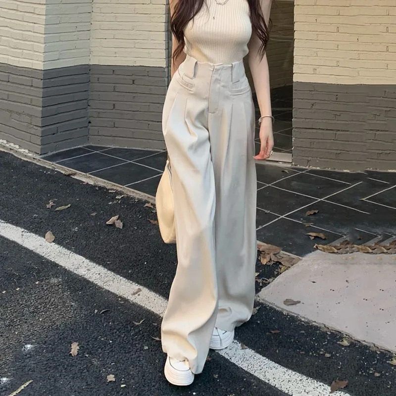 

Lucyever High Waist Wide Leg Pants Women Vintage Streetwear Baggy Floor-Length Pants Spring Autumn Korean Style Casual Trousers