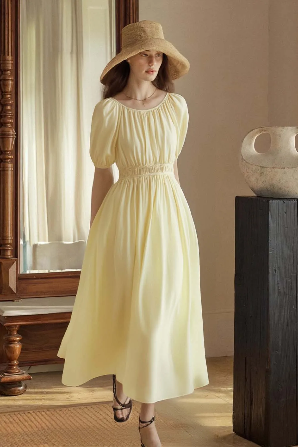 VIMLY Women's Summer Holiday Vacation Dress 2025 Lady Elegant Short Sleeve  Elastic Waist Swing Long Dresses Woman Clothing A1158 - AliExpress