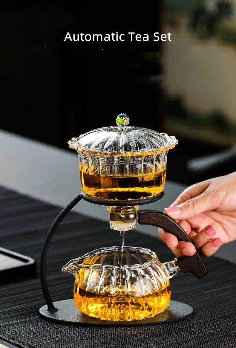 Shishi Ruyi Glass Automatic Tea Set Creative Kung Fu Automatic Tea Maker  Glass Teapot Tea Cup Afternoon Tea Tea Set 