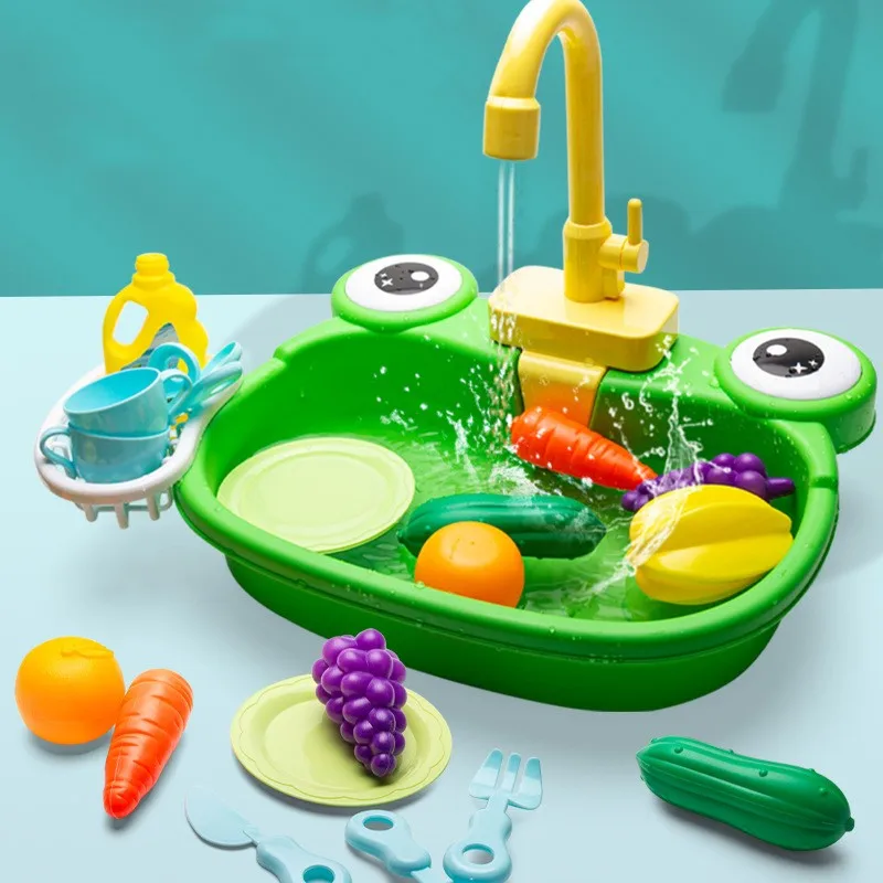 Kitchen Toy Plastic Dish Wash Sink Set Children Simulation Pretend Role Play Housework Kit Early Educational Toys For Children