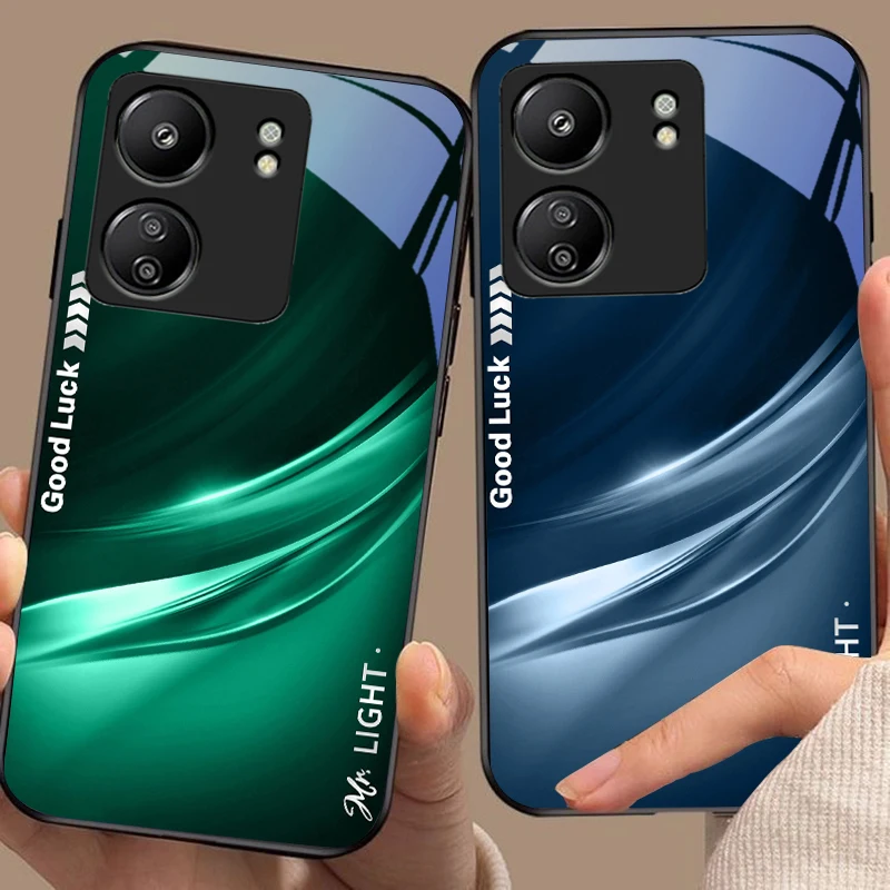 Gradient Soft Green Black Tempered Glass Phone Case