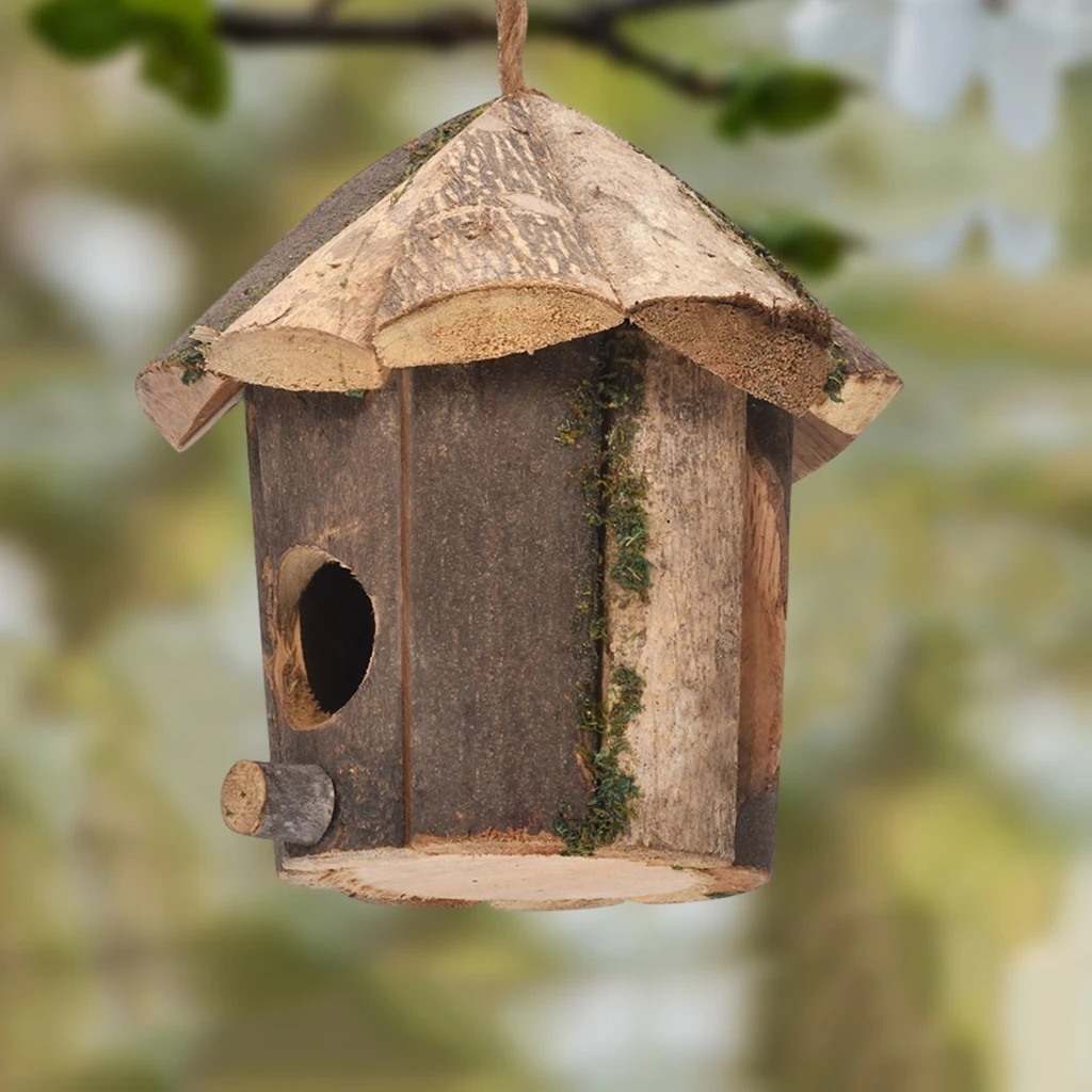 Wooden Birdhouse Resting Place for Birds Decor Mini Handcrafted Hummingbird House for Home