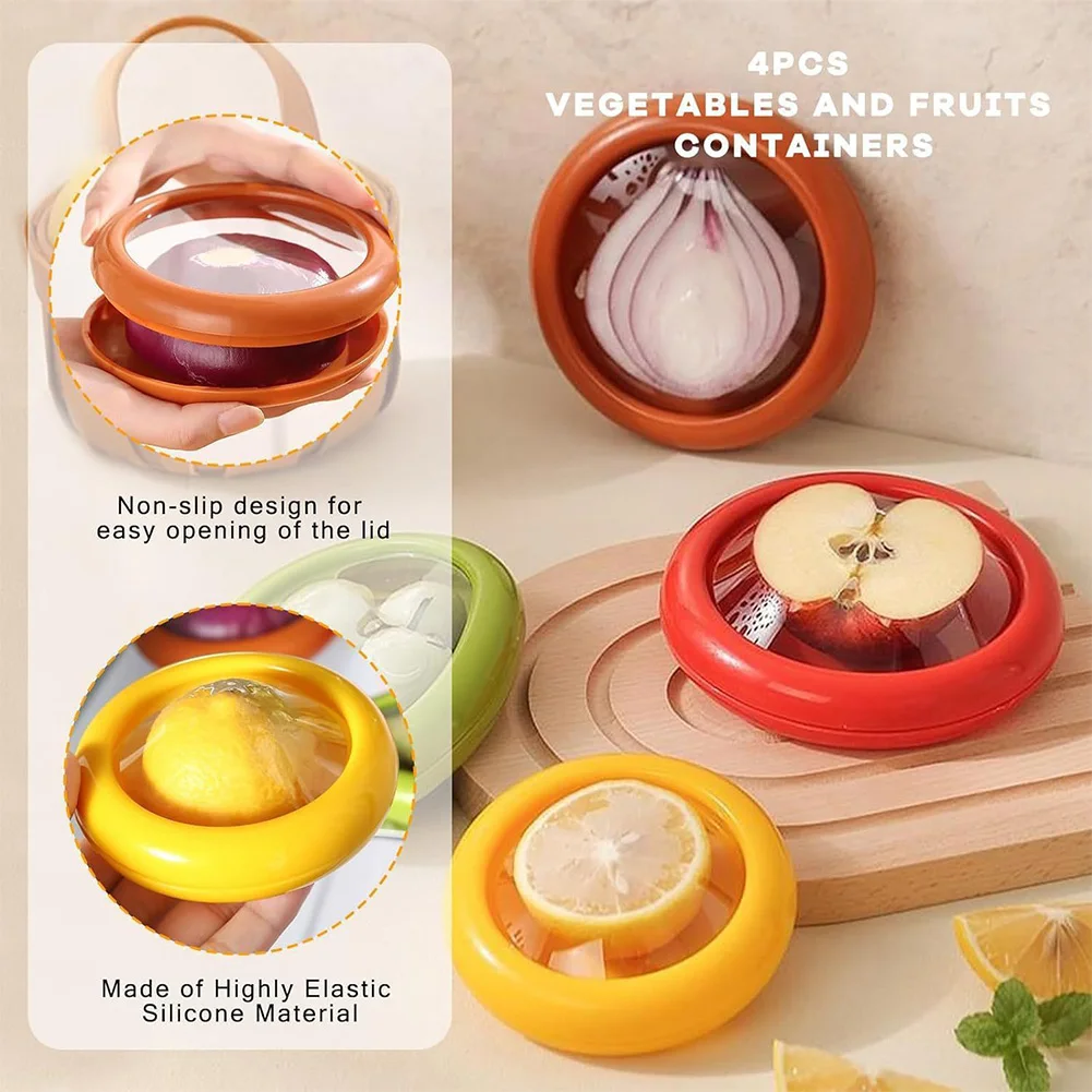 4/1Pcs Silicone Fruit Storage Box Reusable Fresh Stretch Pod Fruit and Vegetable Anti-Oxidation Storage Box for Fridge 6