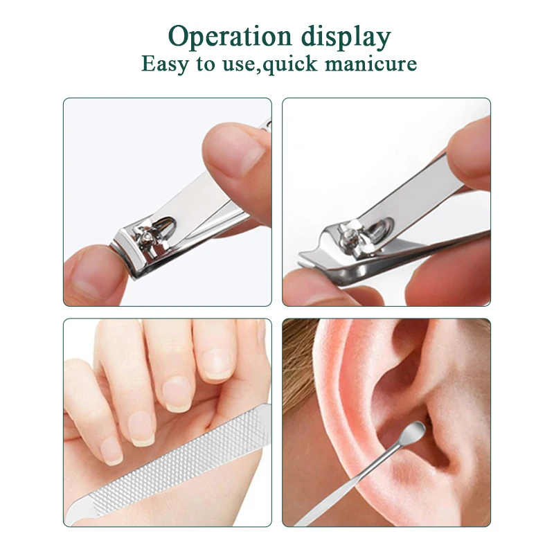 Manicure Set Pedicure Sets Nail Clipper Stainless Steel Professional Nail Cutter Tools Travel Case Kit 4Pcs nail clipper set nail care kit nail scissors set manicure pedicure kit manicure set manicure sets manicure nail clipper set nail clippers kit