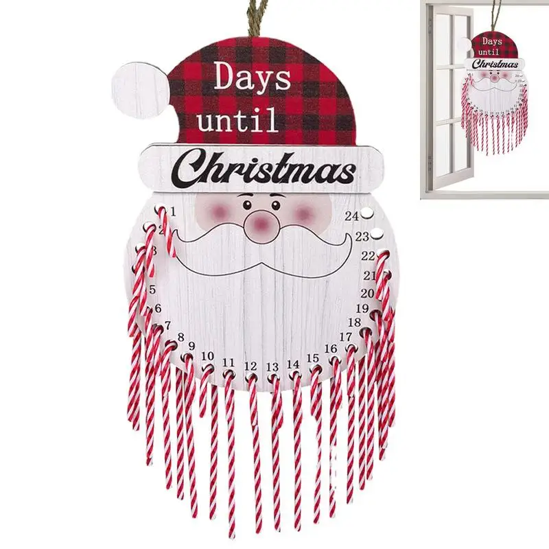 Christmas Countdown Calendar 24pcs Candy Cane With Wood Countdown Board For Christmas Decorative Christmas Advent Calendar