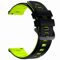 Premium 22mm Silicone Watchband - Smartwatch Strap Replacement Bracelet - 22mm Universal (Black Green)