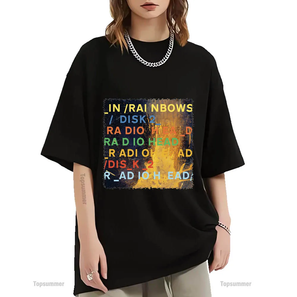 In Rainbows Disk 2 Album T-Shirt Radiohead Tour T Shirt Donna Allentato Streetwear Magliette A Maniche Corte Uomo Stampa Grafica Vestiti