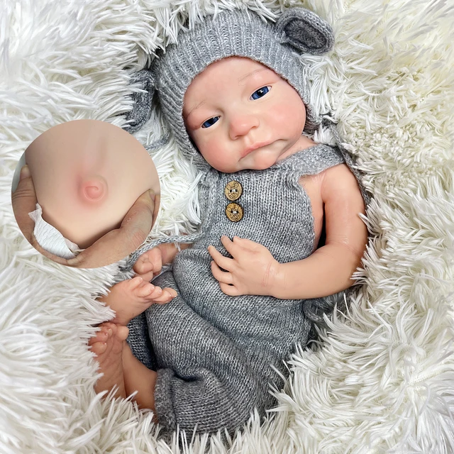 45cm Bebe Reborn Doll Girl Full Body Soft Silicone Painted