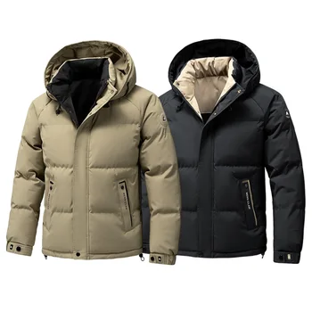 A new cotton jacket with a hood for the winter of 2025, an American fashion outdoor casual heat pad sports jacket for men