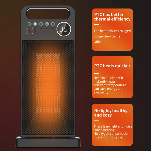 ATWFS PTC Heater for Room Remote Control Electric Heating Touch Screen Heaters Household Vertical 120 Degree Shaking Head Heater 4