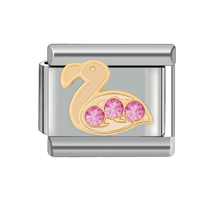 혼합 시리즈 크리스탈 하트 팔찌, DIY 이탈리아 매력, 스테인레스 스틸, 9mm