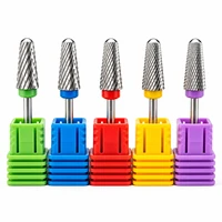 1 pièce Fraise conique à tête ronde en acier inoxydable pour le retrait de gel acrylique, fraise à cuticules pour manucure, embouts pour lime électrique 3