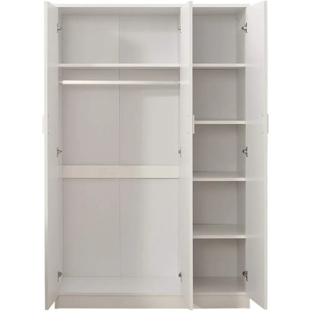 3 Door Armoires Wardrobe Closet with Clothes Hanging Rail, 6 Storage Shelves Cupboard Unit Bedroom Furniture 6
