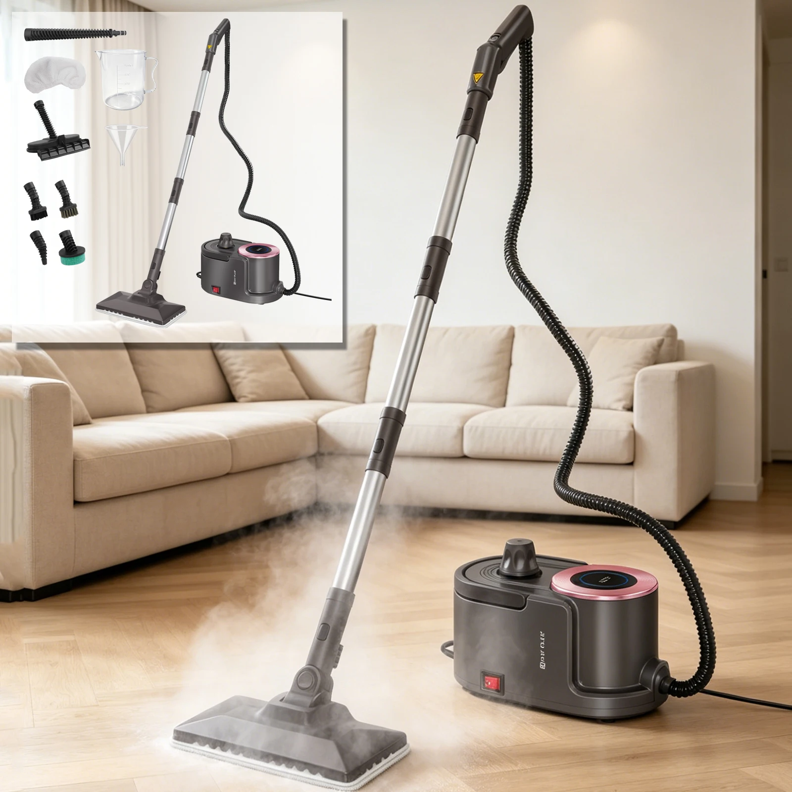 Odkurzacz parowy wysokociśnieniowy 2000W, parownica ręczna 5 bar i mop parowy z zbiornikiem 1,9L z EU za $58.61 / ~226zł