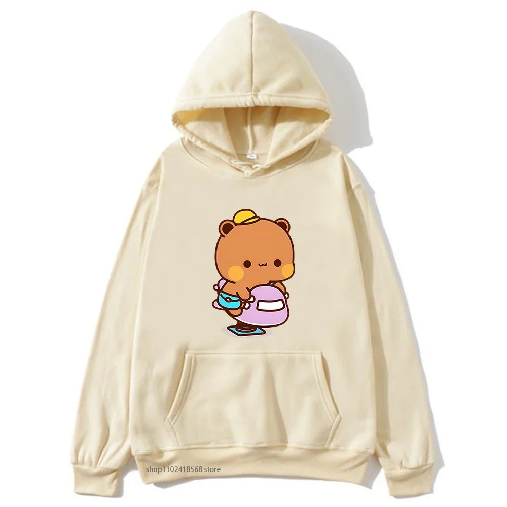 Cute Couple Bubu and Dudu Is Playing At The Park Graphic Hoodie Men's Sweatshirt Panda Bear Clothes Women Kawaii Casual Pullover