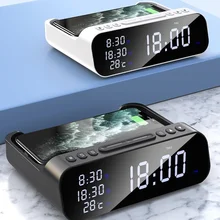 

15W Fast Wireless Charger Alarm Clock Temperature Tester USB C Charger Station For Iphone XS XR 11 12 13 Pro Max Samsung Xiaomi