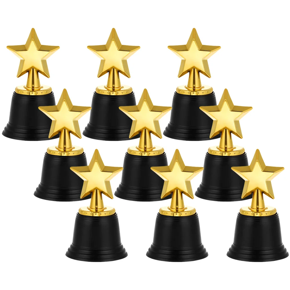 

9Pcs Star Award Trophies Mini Golden Cup Model Plastic Achievement Prize Trophy Cups