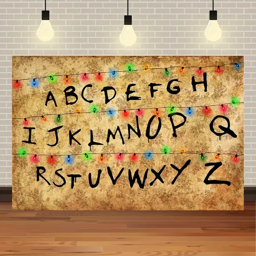 American TV Stranger Theme Background Lights Alphabet Episode Series Vinyl Banner Party Decoration Supplies Photo Prop Baby Gift - Image 10