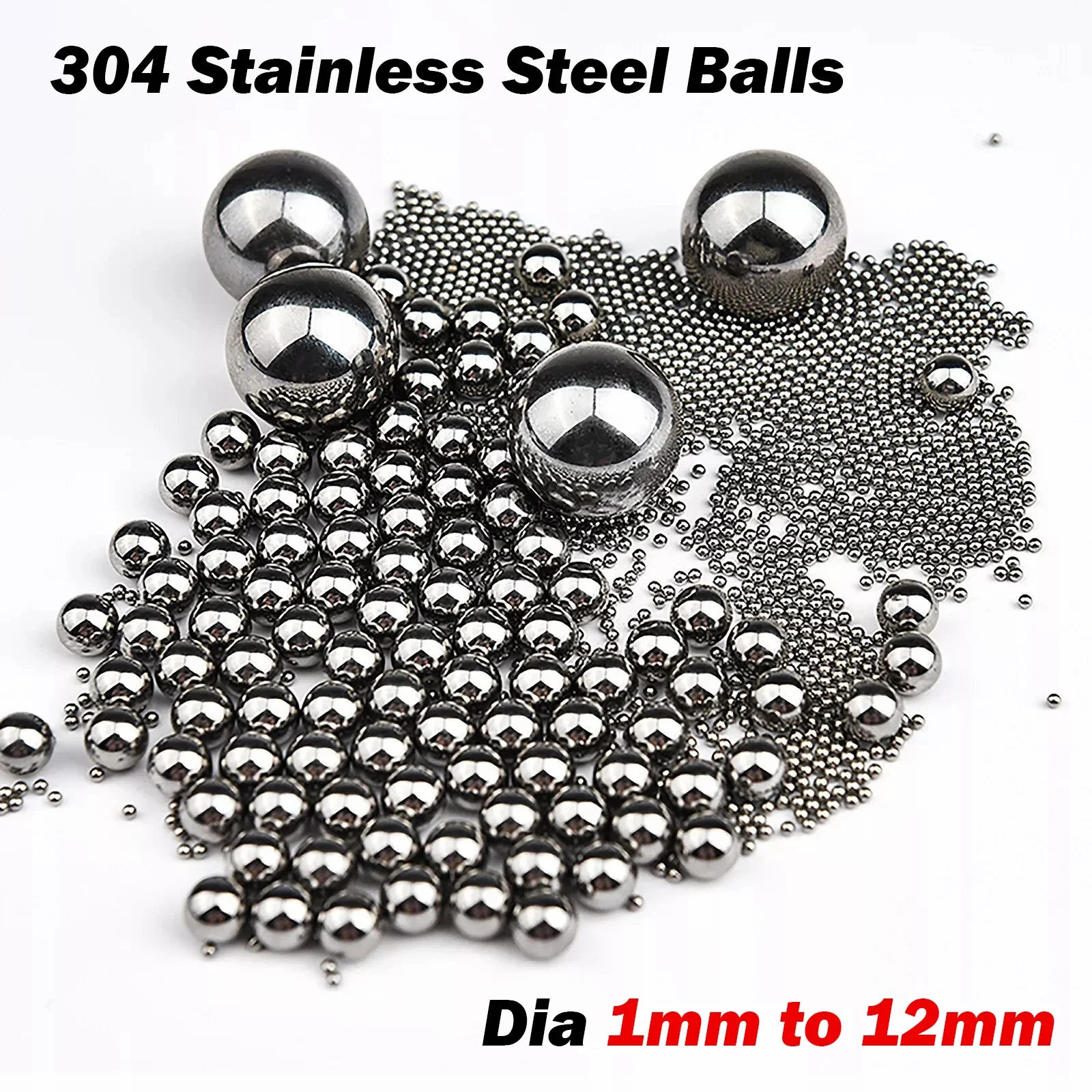 304 Stainless Steel Balls 10~1000pcs Dia 1mm to 12mm High Precision Bearing Balls Smooth Ball Spherical Bead Ball